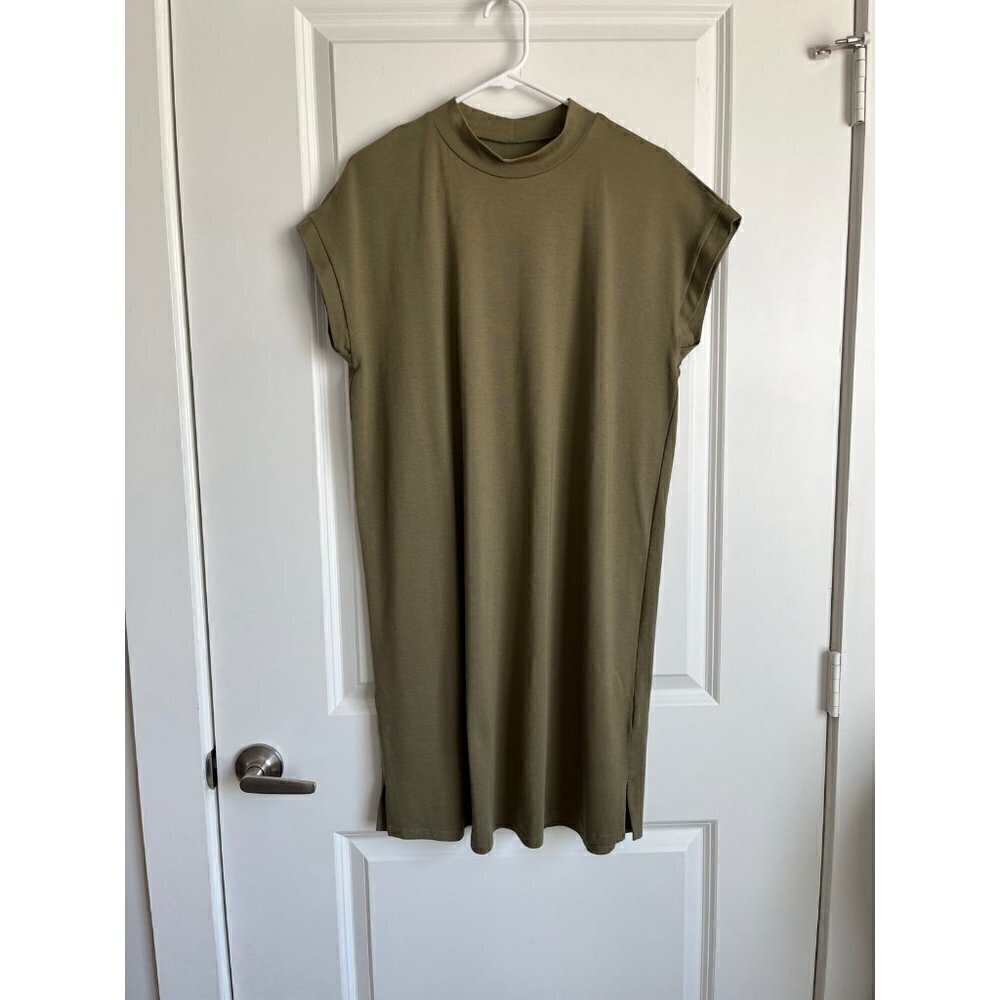 Eileen Fisher Olive Green Minimal Shift Dress